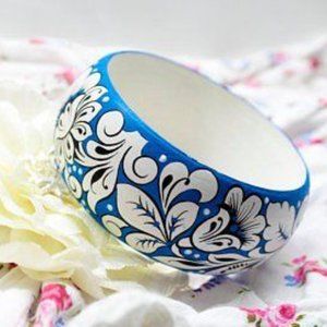 Wooden Bracelet. Russian Folk Art.